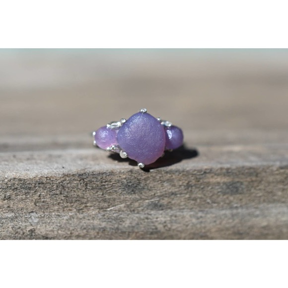Grape agate engagement Ring, Raw Grape Agate Ring, Unique Engagement Rin… - Picture 4 of 4